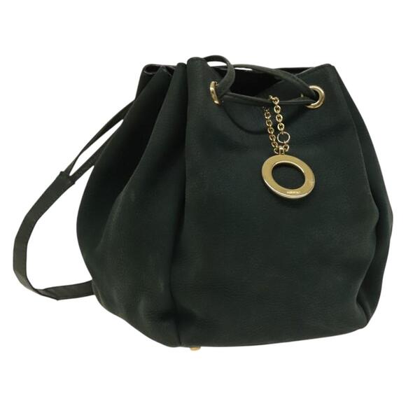 CELINE Shoulder Bag Leather Green Gold - Picture 1 of 12